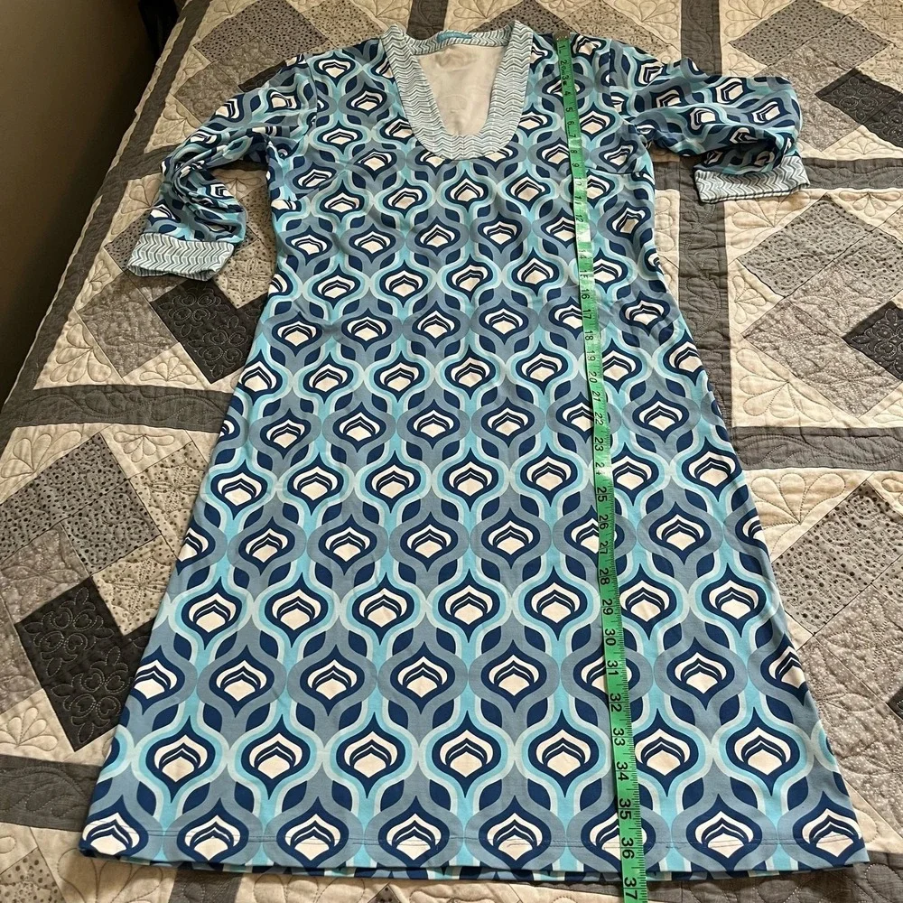 J. McLaughlin Catalina cloth blue geometric dress women's small‎